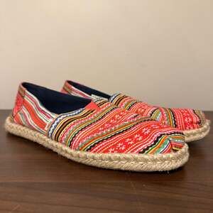 TOMS Alpargata Rope Espadrille Slip-On Shoes Multicolor Striped W9
